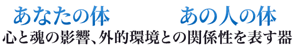 あなたの体　あの人の体　心と魂の影響、外的環境との関係性を表す器