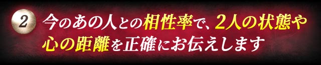 2　今のあの人との相性率で、2人の状態や心の距離を正確にお伝えします