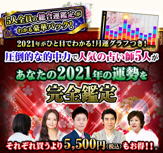 21年運勢特集 超人気占い師5人がズラリ勢ぞろい 豪華コラボ鑑定 楽天占い