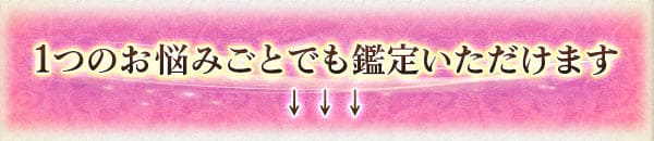 1つのお悩みごとでも鑑定いただけます↓↓↓