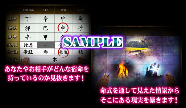 あなたやお相手がどんな宿命を持っているのか見抜きます！　命式を通して見えた情景からそこにある現実を暴きます！