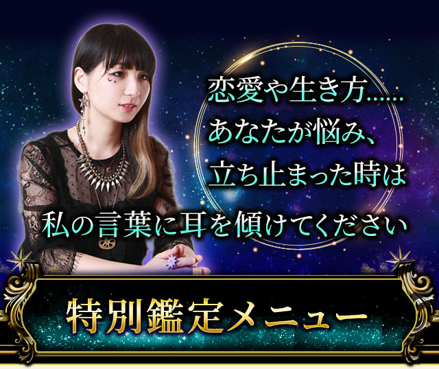 どんな結果も率直にお伝えします。　それがあなたの運命なのですから……。　スペシャル鑑定メニュー