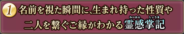 1 名前を視た瞬間に、生まれ持った性質や二人を繋ぐご縁がわかる霊感掌記（れいわしょうき）