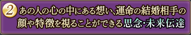 2 あの人の心の中にある想い、運命の結婚相手の顔や特徴を視ることができる思念・未来伝達