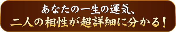 あなたの一生の運気、二人の相性が超詳細に分かる！