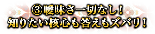 ③曖昧さ一切なし！知りたい核心も答えもズバリ！