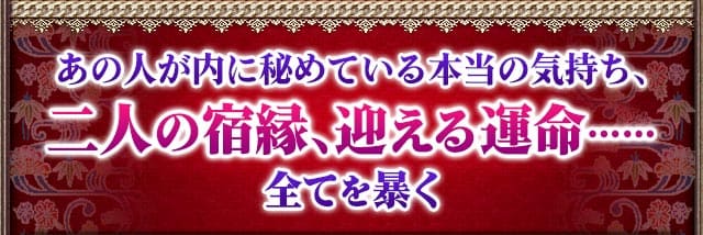 あの人が内に秘めている本当の気持ち、二人の宿縁、迎える運命……全てを暴く