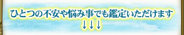 ひとつの不安や悩み事でも鑑定いただけます↓↓↓
