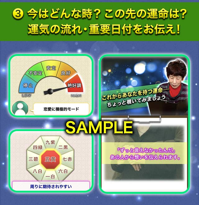 3.今はどんな時？この先の運命は？運気の流れ・重要日付をお伝え！　SAMPLE