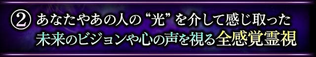 ２　あなたやあの人の“光”を介して感じ取った未来のビジョンや心の声を視る全感覚霊視