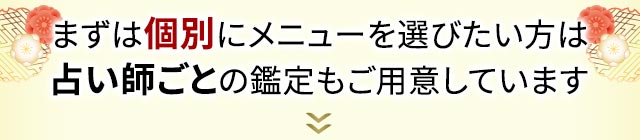 まずは個別にメニューを選びたい方は占い師ごとの鑑定もご用意しています