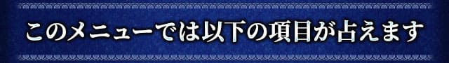 このメニューでは以下の項目が占えます